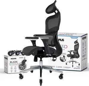Nouhaus Ergo3D Ergonomic Office Chair Lumbar Support Mesh Office Chair with 4D Adjustable Armrest, Adjustable Headrest and Wheels, Mesh High Back Home Office Desk Chairs(Black)