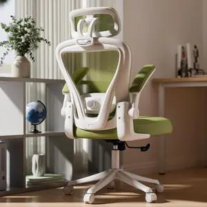 Computer Desk Chair, Ergonomic Office Chair M903 with Wheels, High Back Mesh Office Chair with Adjustable Lumbar Support, Headrest, Flip-Up Armrests, Green