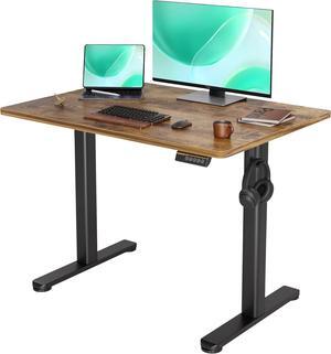 YDN Electric Standing Desk, Adjustable Height Stand up Desk, 40x24 Inches Sit Stand Home Office Desk with Splice Board,Rustic Brown Top
