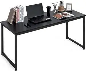 CAPHAUS 63 Inch Computer Desk, Home Office Desk, Modern Work Desk, Writing Desk for Small Space, Simple Desk for Home Use & Office, PC Table, Gaming Desk, Space-Saving Workstation, Black