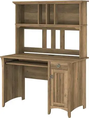 Bush Furniture Salinas Computer Desk with Hutch | Study Table with Drawers, Cabinets & Pullout Keyboard/Laptop Tray | Modern Home Office Desk in Reclaimed Pine | Work Desk with Storage