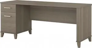 Bush Furniture 72-inch Home Office Desk with Drawers, Large Computer Table for Personal Workspace, Somerset Collection, Ash Gray