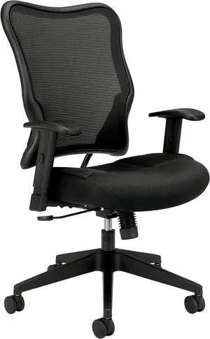 HON Wave High Back Ergonomic Office Chair with Adjustable Arms, Breathable Mesh Ergonomic Desk Chair for Computers, Office, Work, 360° Swivel, Synchro-Tilt, Black