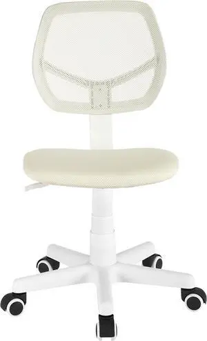 Urban Lifestyle Computer Office Rolling Swivel Task Desk Chair with Mesh Backrest and Caster Wheels, White with White Legs
