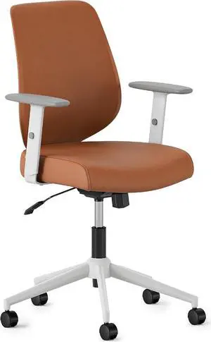 Branch Daily Chair - Vegan Leather Office Chair with Swivel, Lumbar Rest, and Adjustable Armrests - Comfortable Seating for Improved Posture and Productivity - Dune