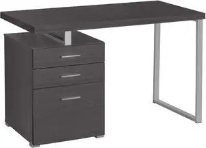 Monarch Specialties Left or Right Facing 47-Inch Modern Home Office Computer Study Writing Desk with Filing Drawer, 48"L, Grey & Silver