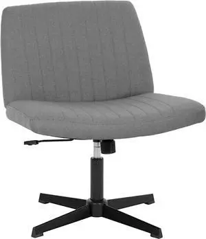 PayLessHere Criss Cross Chair Armless Office Chair No Wheels Modern Swivel Height Adjustable Ergonomic Desk Chair with Wide Seat Computer Task Vanity Chair for Home Office,Grey