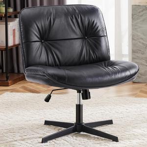 Sweetcrispy Criss Cross Legged Chair, Armless Office Desk Wide Seat No Wheels, Swivel Height Adjustable Comfy Computer Task Seating Modern Home Room