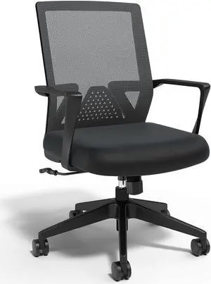 STAPLES Cartwright Fabric Swivel Task Chair, Ergonomic Office Chair with Adjustable Tilt Lock, Mesh Back and Lumbar Support, Black