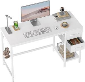 Cubiker Computer Home Office Desk with Drawers, 40 Inch Small Desk Study Writing Table, Modern Simple PC Desk, White Board and Frame