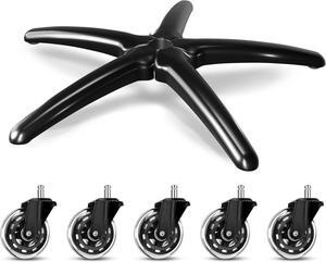 Sytopia 28" Heavy Duty Office Chair Base Replacement with Wheels (Set of 5), Metal Desk Chair Base