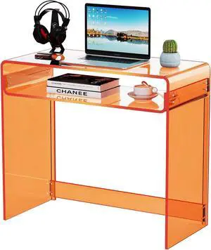 Acrylic Desk Laptop Study Table Home Office Console Table Entrance Table, 33.5'' x 15.7'' x 29.5'' (Orange) Acrylic Desk Laptop Study Table Home Office Console Table Entrance Table, 33.5'' x 15.7'' x 29.5'' (Orange)