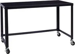 21647 Black RTA 48" Wide Mobile Metal Desk Workstation Home Office Collection