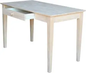 IC International Concepts, Writing Desk With Drawer, Solid Real Wood, Sturdy Parawood, Dimensions 19.41"W x 15"D x 2.36"H, Home Office/Study, Paint/Stain Ready, Unfinished