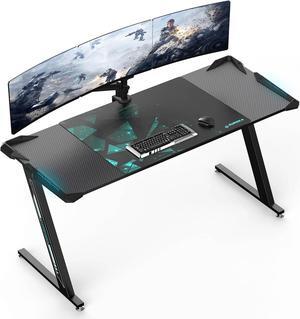 EUREKA ERGONOMIC Z60 Gaming Desk with led Light 60 inch Desk Computer Desk RGB Desk Home Office Desk Black Gamer Desk