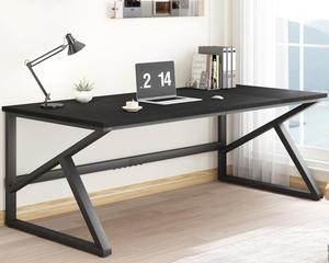 IBF Long Black Computer Desk, Large Executive Office Desk for 2 People Work Writing Study, 70 Inch Industrial Metal Wood Dual Monitor Desk Workstation, Modern Simple Double PC Gaming Table in Bedroom