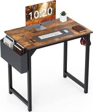 Small Computer Desk 31 Inch Small Office Desk Writing Desks Home Office Desks Small Space Desk Study Table Modern Simple Style Work Table with Storage Bag Headphone Hook Metal Frame for Home, Bedroom