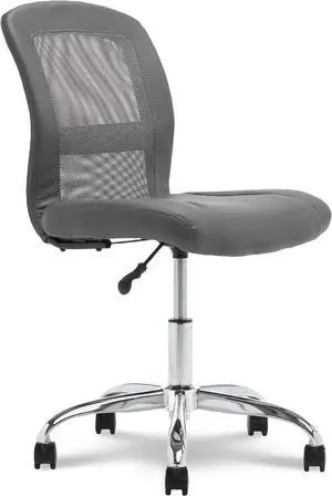 Serta Essential Armless Desk Chair Small TaskChair with Wheels, Breathable Mesh Back, SertaQuality Foam Cushion Seat for Comfort, Functional, Lightweight and Versatile, Task, Gray