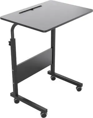 SogesHome 23.6'' Portable Computer Desk - Adjustable Standing Desk with Tablet Slot, Laptop Cart, and Mobile Bed Table, Black