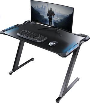 EUREKA ERGONOMIC Gaming Desk with LED Lights Home Office Desk Gamer RGB Desk, Small Computer Desks, Z1S-V4 Gaming Computer Desk, Black