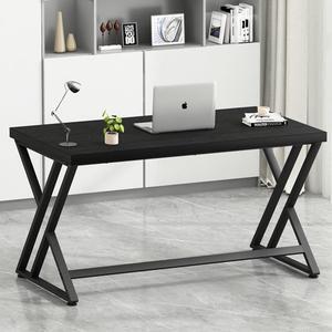 LVB Modern Black Computer Desk, Long Industrial Home Office Desk for Student, Large Metal Wood Writing Study Computer Table, Farmhouse Executive Simple Gaming PC Work Desk for Bedroom, Black, 60 Inch