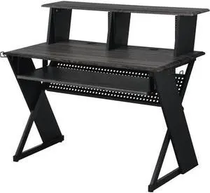 Acme Furniture Rectangular Music Desk Table with Earphone Rack, Black