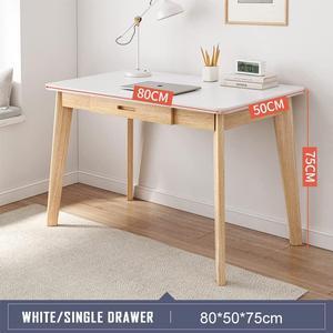 IOTXY Solid Wood Writing Desk - Home Office Workbench Desk with Drawer, 31.5" Width Laptop Computer Work Study Table in White