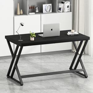 LVB Black Computer Desk, Modern Gaming PC Writing Desk for Home Office, Metal Computer Study Work Table for Bedroom, Industrial Executive Student Simple Workstation Desk with Storage, 55 In, Black Oak