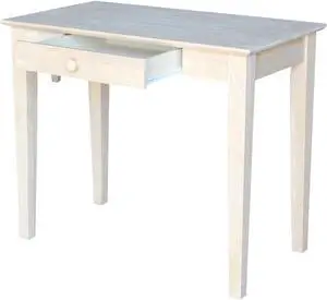 IC International Concepts 30" H Writing Table With Drawer Home Reception School Desk/Office Furniture, Eco-Friendly/Solid/Sturdy Parawood, Paint/Stain It Your Way, Unfinished