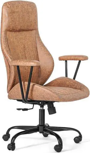 FEZIBO Office Computer Desk Chair, Ergonomic High-Back Mesh Rolling Work Swivel Task Chairs with Wheels, Comfortable Lumbar Support with Suede Fabric Skin-Friendly, Brown FEZIBO Office Computer Desk Chair, Ergonomic High-Back Mesh Rolling Work Swivel Task Chairs with Wheels, Comfortable Lumbar Support with Suede Fabric Skin-Friendly, Brown