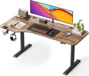 FEZIBO 63"x28" L Shaped Standing Desk, Electric Stand up Height Adjustable Home Office Table, Sit Stand Desk, Rustic Brown Top