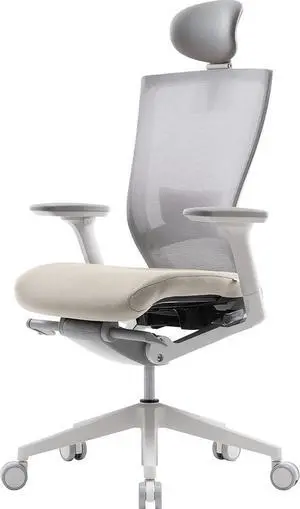 SIDIZ T50 Ergonomic Home Office Chair : High Performance, Adjustable Headrest, 2-Way Lumbar Support, 3-Way Armrest, Forward Tilt, Adjustable Seat Depth, Ventilated Mesh Back, Cushion Seat (Beige)