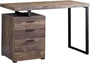 Monarch Specialties Computer Desk with File Cabinet - Left or Right Set- Up - 48"L (Brown Reclaimed Wood Look)