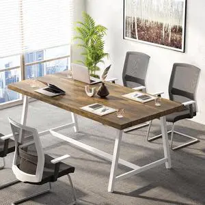 Tribesigns 6FT Rectangle Conference Table, 70.87L x 33.46W x 29.92H Inches Meeting Table for Conference Room, Vintage Wood Office Executive Desk with Strong Metal Frame for 6 People (Oak) Tribesigns 6FT Rectangle Conference Table, 70.87L x 33.46W x 29.92H Inches Meeting Table for Conference Room, Vintage Wood Office Executive Desk with Strong Metal Frame for 6 People (Oak)