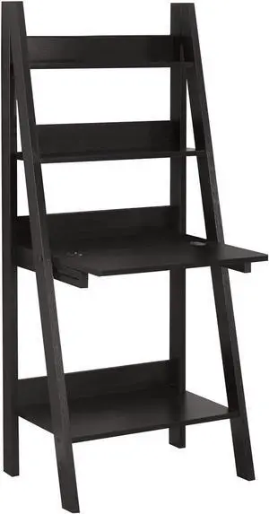 Monarch Specialties Tryy Ladder Desk - Bookcase - Wall Bookshelf - Stand Shelf, 61"H, Cappuccino