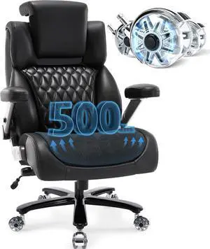500lbs Big and Tall Office Chair with Adjustable Headrest&Wide Mesh Seat - Ergonomic High Back Computer Chair with Lumbar Support, 3D Flip Arms Plus Size Wheels - Large Executive Desk Chair for Adults