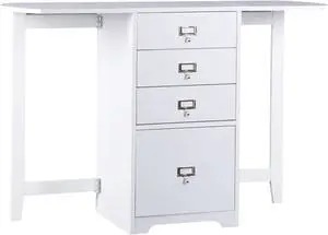 Fold-Out Organizer Convertible Desktop Craft Desk, White