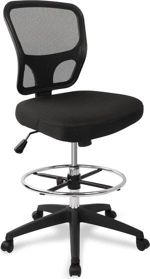 Armless Drafting Chair Tall Office Chair Adjustable Height High Back Ergonomic Desk Chair Drafting Stool Rolling Bar Stools Chairs with Footrest and Wheels