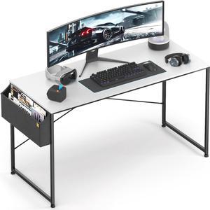 MoNiBloom Computer Desk 55 Inches with A Storage Bag, Student Laptop Writing Desks for Samll Space Home Office, White