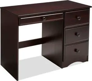 Camaflexi Essentials Writing Desk / 43.5 inch W / Study Writing Table for Home Office / Solid Wood / Natural Variations of Wood Grains / 4 Drawers, Cappuccino