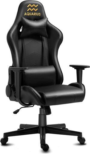 Modern-Depo Aquarius Zodiac Gaming Chair with Ergonomic Design, Adjustable Swivel Recliner, 330 lbs Load Capacity, Black