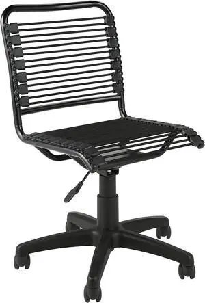 Euro Style Bungie Low Back Adjustable Office Chair, Black Bungies with Graphite Black Frame