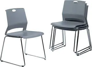 Sidanli Gray Stackable Chairs, Modern Waiting Room Chairs (Set of 4)