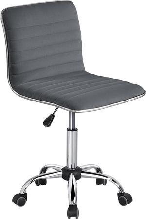 Yaheetech Velvet Armless Office Chair, Ergonomic Low Back Desk Chair with Adjustable Height/Wheels, Dark Gray