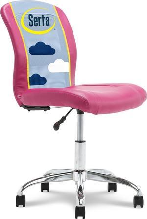 Serta Essential Armless Desk Chair Small TaskChair with Wheels, Breathable Mesh Back, SertaQuality Foam Cushion Seat for Comfort, Functional, Lightweight and Versatile, Task, Pink