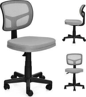 Giantex Kids Desk Chair, Low-Back Mesh Computer Chair Armless Ergonomic Office Chair with Adjustable Height, Y-Shaped Support for Teens Kids, 360° Swivel Task Chair for Home Office School (Grey)