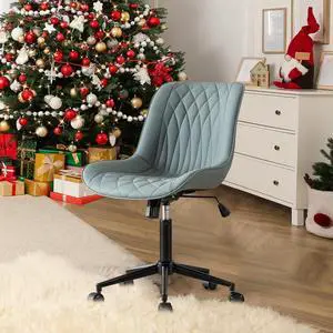 YOUNIKE Ergonomic Home Office Desk Chair Comfy Small Criss Cross Chair with Wheels Swivel Adjustable Modern Vanity Chair High Back Armless Cute Leather Upholstered Rolling Task Chair Greyish Green YOUNIKE Ergonomic Home Office Desk Chair Comfy Small Criss Cross Chair with Wheels Swivel Adjustable Modern Vanity Chair High Back Armless Cute Leather Upholstered Rolling Task Chair Greyish Green