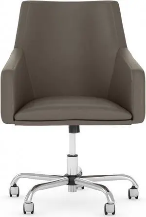 Bush Business Furniture London Mid Back Leather Box Chair in Washed Gray, Modern Seating Solution for Home or Professional Workspace
