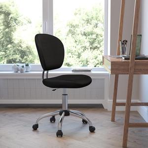 EMMA + OLIVER Mid-Back Black Mesh Padded Swivel Task Office Chair with Chrome Base