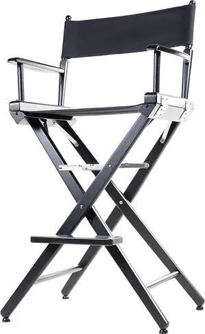 Filmcraft Professional Grade Tall Director's Chair (30", Black Finish, Black Canvas)